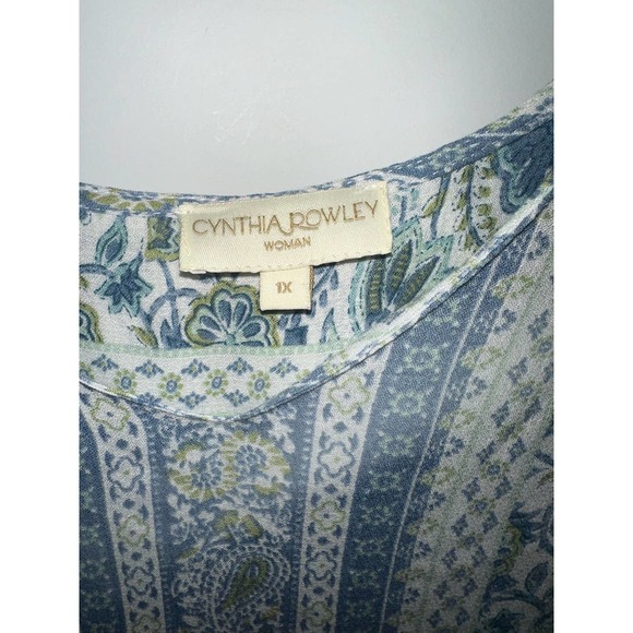 Cynthia Rowley Plus Size 1X Floral Ruffle Bell Sleeve Blouse Cottage Bohemian - Picture 4 of 8